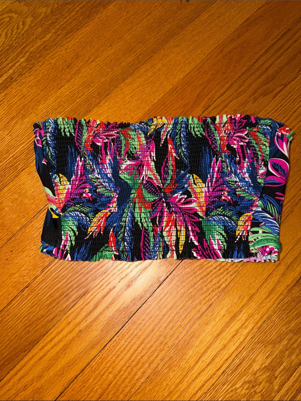 Tropical floral tube bikini top small